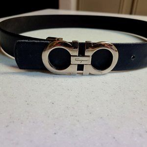 Salvatore Ferragamo Black Leather Reversible Belt Italy